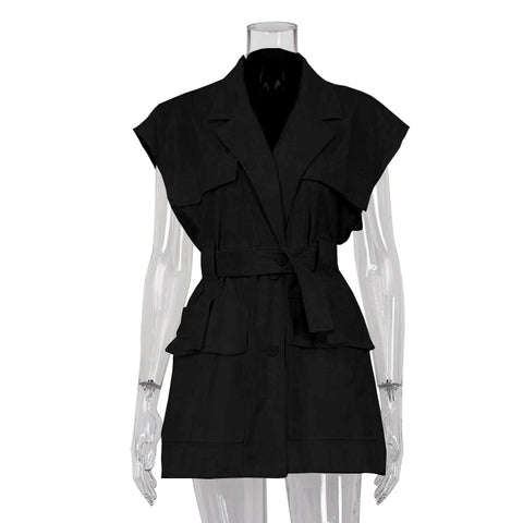 TARUXY Summer Sleeveless Work Shirt - Stylish Multi-Pocket Top for Women
