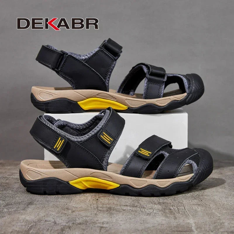 DEKABR Herren-Sommersandalen aus echtem Leder 