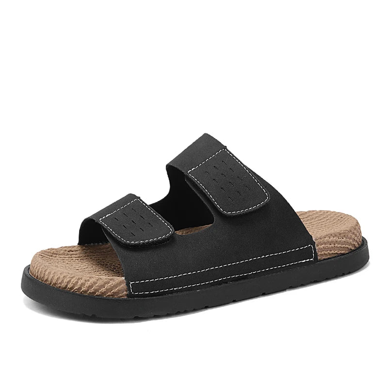 Men's Casual Leather Slippers - Quick Dry Summer Sandals