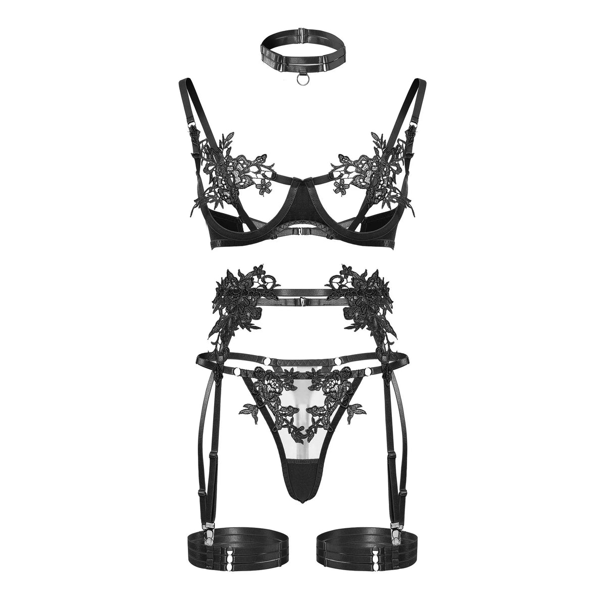 Sensual Lace Open Bra and Panties Set - Luxury See-Through Lingerie