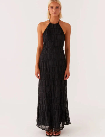 TARUXY Fashion Rugloze Gerimpelde Lange Jurk voor Vrouwen - Halter Lace Up Sexy Ruffle Jurk - Zomervakantiejurk 2025