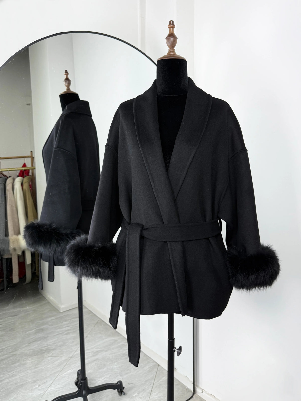 TARUXY Vossenbont Wollen Jassen Dames Korte Jas - Elegante Dubbelzijdige Overjas voor Kantoor Dames