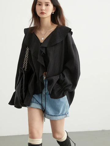 CHIC VEN Women’s Casual Ruffled Edge Blouse
