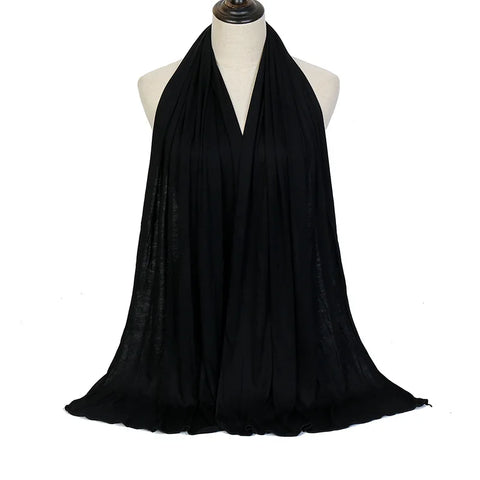 Soft Modal Cotton Jersey Hijab Scarf - Long Muslim Scarf for Women