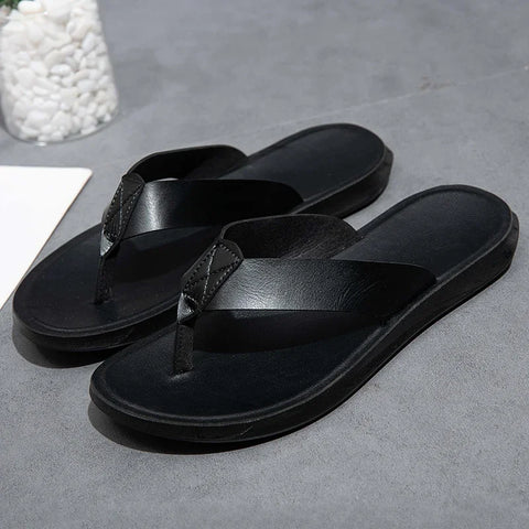 2023 New Italian Leather Flip-flops for Men - Cool Summer Beach Shoes
