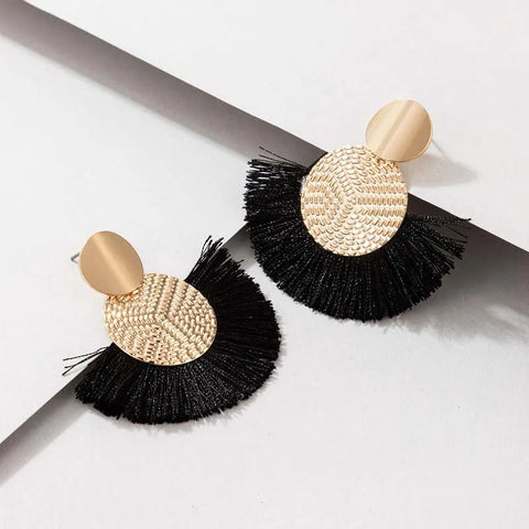 Fashion Bohemian Big Tassel Dangle Earrings for Women - Vintage White Fringe Statement Jewelry