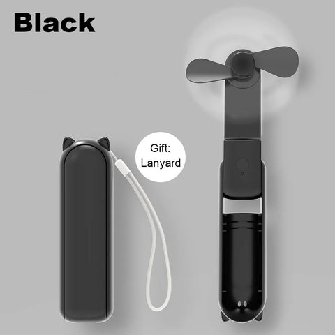 Mini Portable Handheld Fan 2000mAh USB Rechargeable - Compact Folding Fan with Power Bank