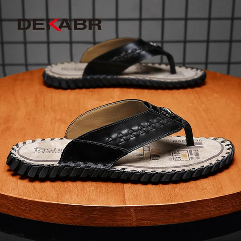 DEKABR Luxe Herenpantoffels van Echt Leer 