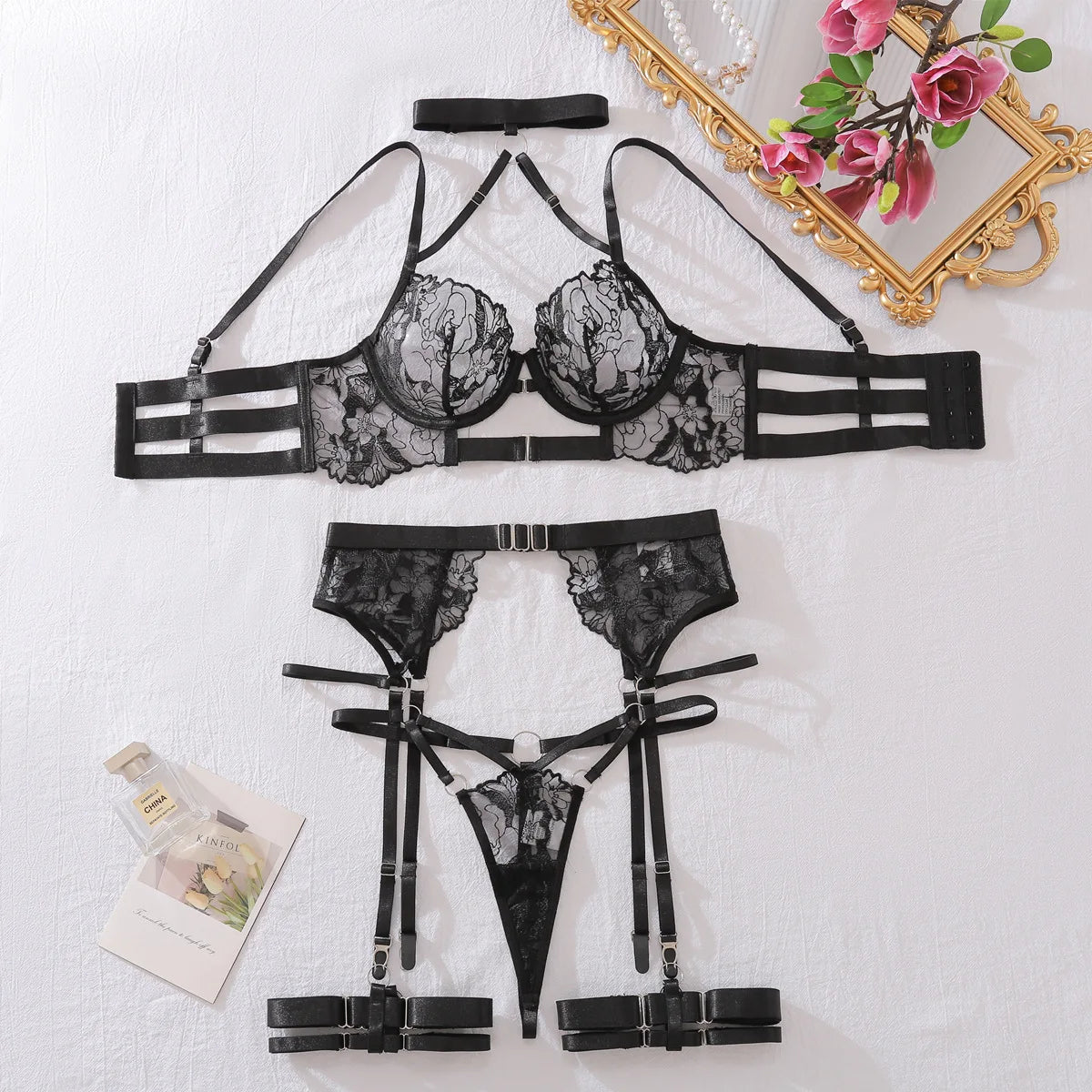 Sexy Lingerie Set 2024 - Halter Bra Push Up Erotic Costume