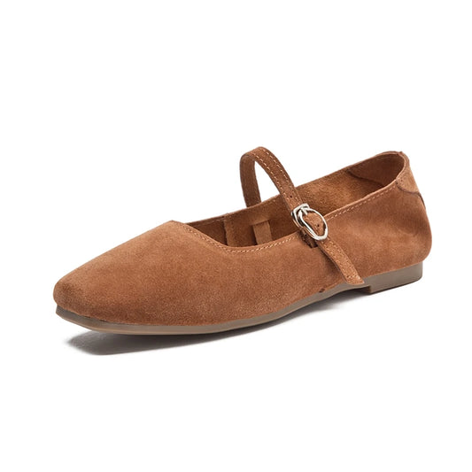 AIYUQI Mary Jane Women's Shoes - Suede Leather Ballet Flats