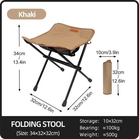 PACOONE Camping Portable Folding Stool - Ultralight Aluminium Alloy Mini Fishing Chair for Outdoor Adventures