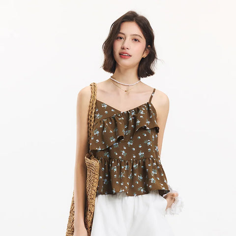 Semir Vacation Style Blouse voor Dames - Haltertop met Ruches 