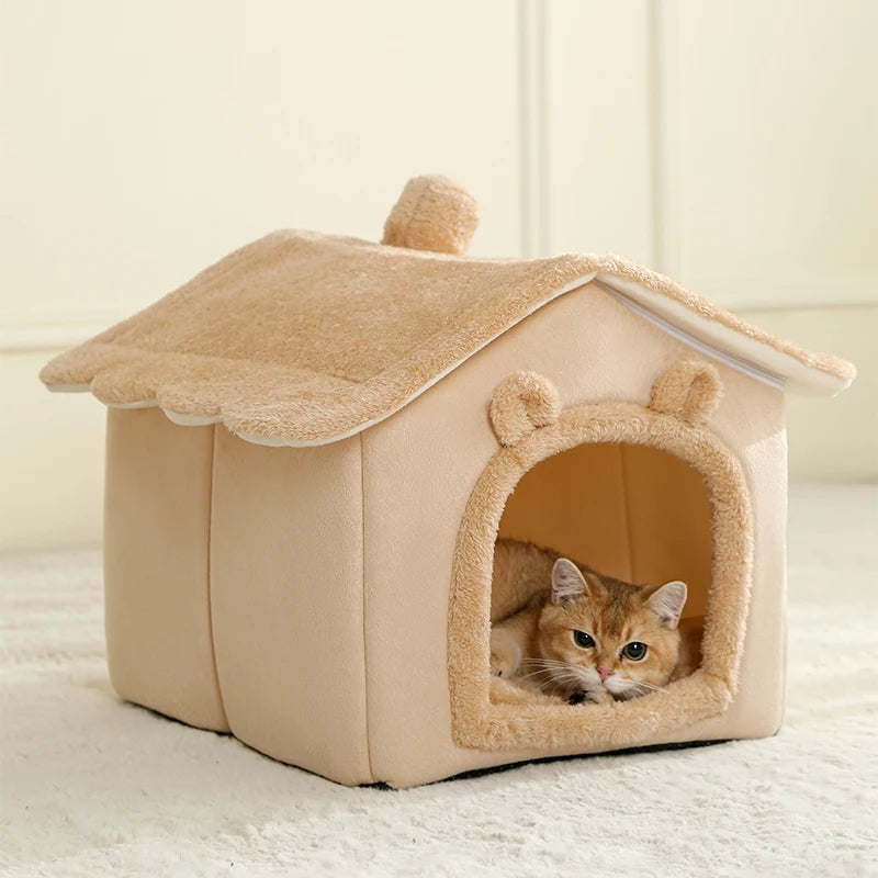 Foldable Pet House - Removable Washable Cat House & Puppy Cave for Small Pets