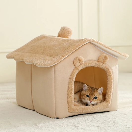 Foldable Pet House - Removable Washable Cat House & Puppy Cave for Small Pets