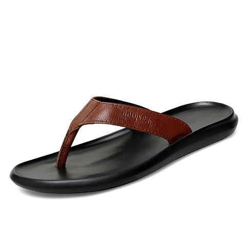 Fashion Men Flip Flops 2024 - Soft Bottom Non-slip Leather Sandals