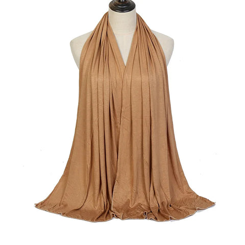 Soft Modal Cotton Jersey Hijab Scarf - Long Muslim Scarf for Women