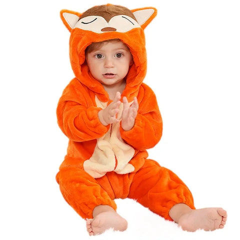 MICHLEY Winter Baby Rompers Hooded Flannel Cosplay