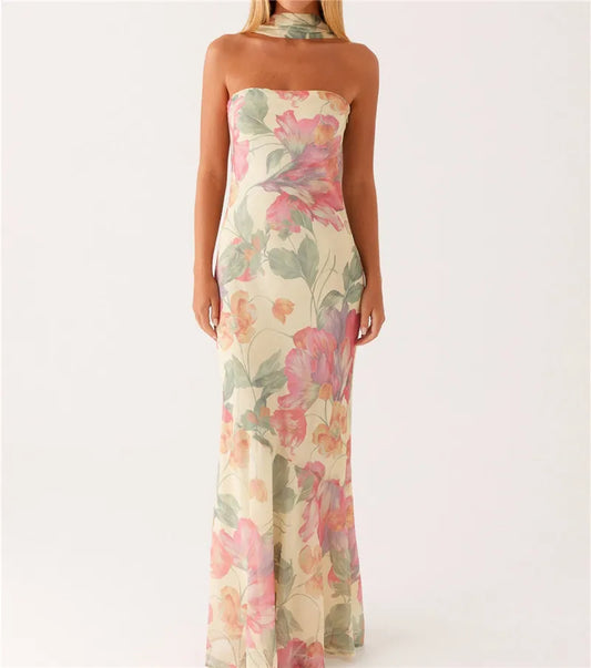 Hirigin Women's Floral Strapless Dress