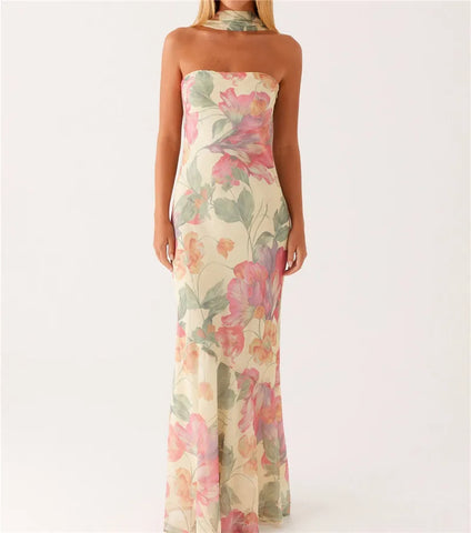 Hirigin Women's Floral Strapless Dress