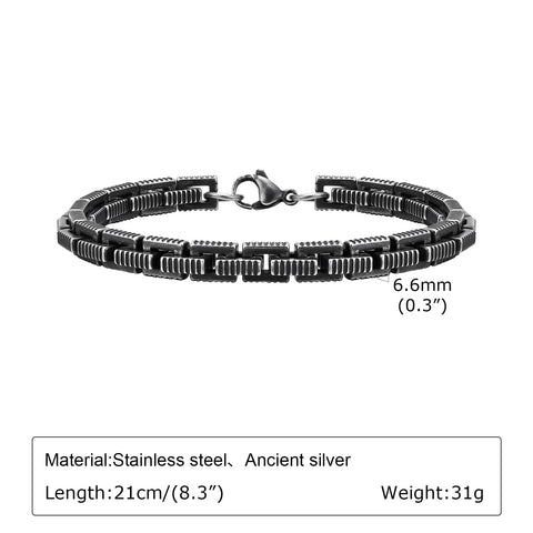 Vintage Byzantine Chain Bracelet for Men and Boys - Stainless Steel Retro Wristband