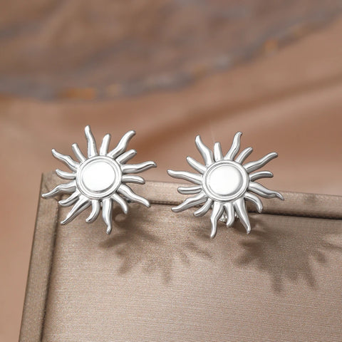 Elegant Stainless Steel Sunflower Flower Earrings for Daily Wear