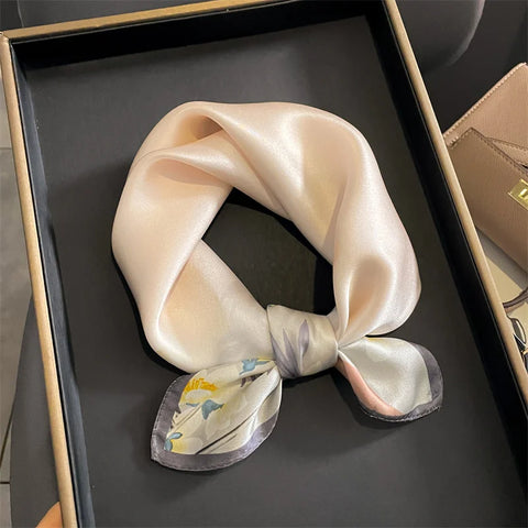 2025 100% Real Silk Scarf - 53cm Square Women's Bandelet