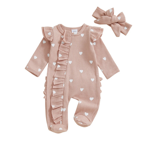 Tregren Newborn Baby Girl Valentine's Day Jumpsuit