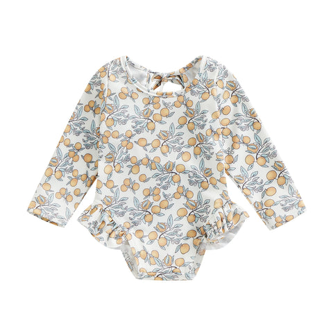 Tregren Kids Floral Print Long Sleeve Swimsuit