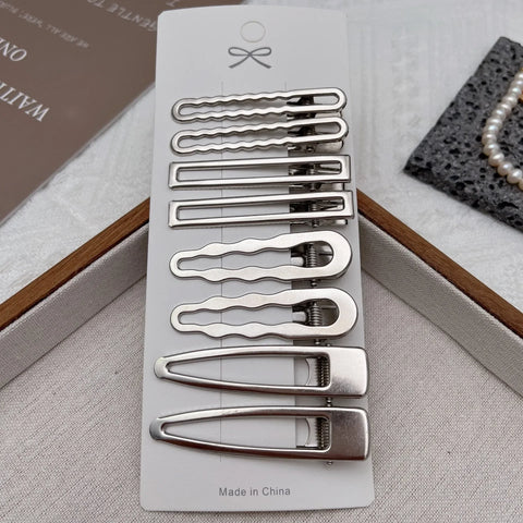 Stylish Silver Metal Duckbill Hair Clips for Women and Girls - Y2K Bangs Accessories