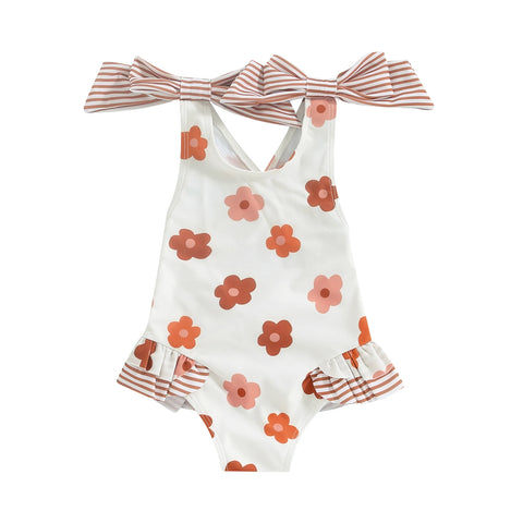Tregren Kids Girls Floral Print Swimsuit