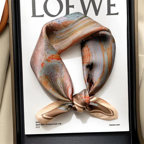 2025 100% Real Silk Scarf - 53cm Square Women's Bandelet