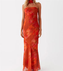 Hirigin Women's Floral Strapless Dress
