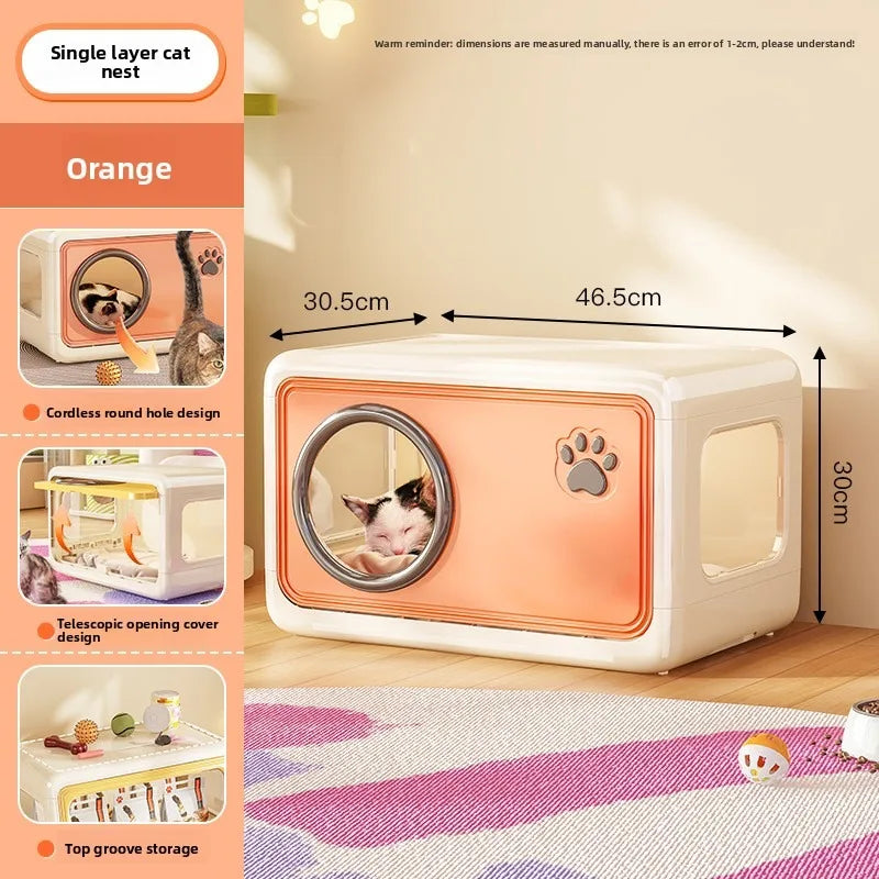 Cat House Summer Cool House for Pets - Indoor Semi-enclosed Cat Villa