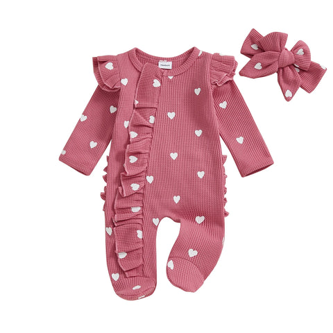 Tregren Newborn Baby Girl Valentine's Day Jumpsuit