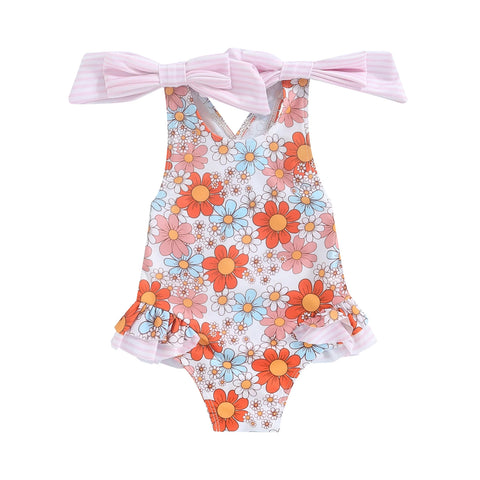 Tregren Kids Girls Floral Print Swimsuit
