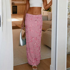 Hirigin Women Sequin Beaded Maxi Skirt - Sparkly High Waist Bodycon Evening Wear