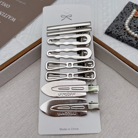 Stylish Silver Metal Duckbill Hair Clips for Women and Girls - Y2K Bangs Accessories