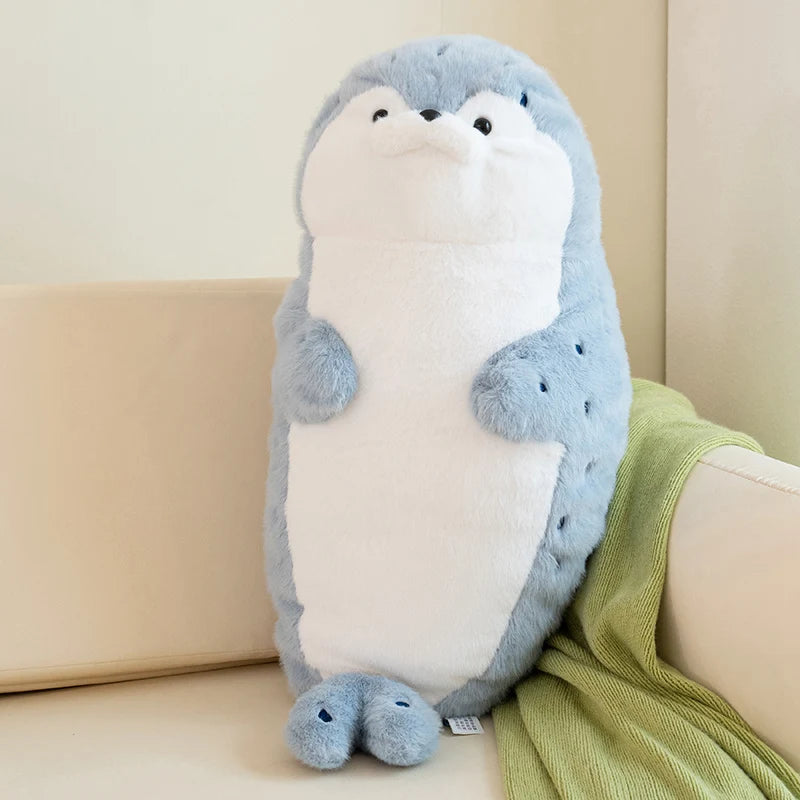 Cartoon Seal & Sea Otter Plush Cushion – Round Earphone Design Pillow for Kids’ Birthday, School & Nap