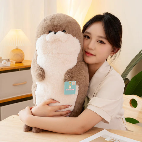 Cartoon Seal & Sea Otter Plush Cushion – Round Earphone Design Pillow for Kids’ Birthday, School & Nap