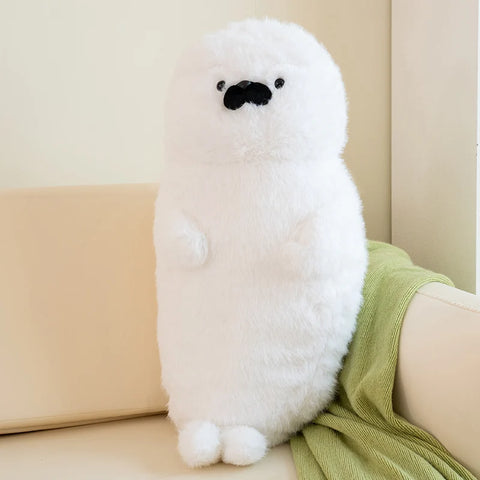 Cartoon Seal & Sea Otter Plush Cushion – Round Earphone Design Pillow for Kids’ Birthday, School & Nap