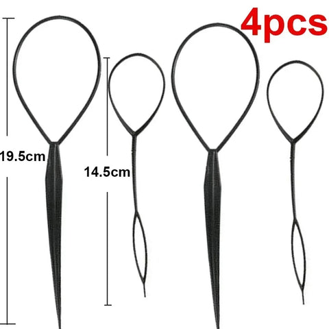 1/4PCS Zachte spons haarroller stylingtool - Zwarte knotmaker en krultang 