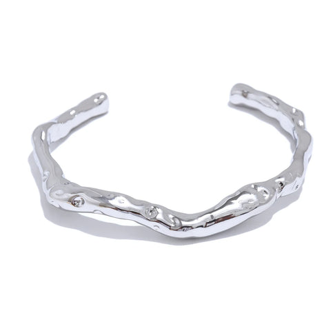 Yhpup 64mm Minimalist Stainless Steel Metal Hammer Cuff Wrist Bracelet Bangle - High Quality Rust Proof Personalized Jewelry Gift