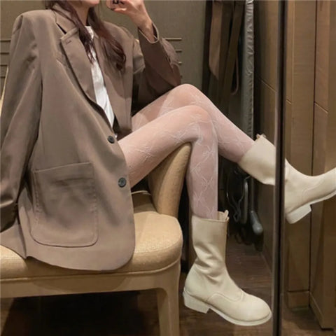 Hollowed Out Lace Mesh Stocking Bottomed Pantyhose - Classic Lolita Tights