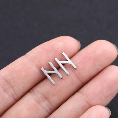 Skyrim Nordic Runes Letter Earring Amulet - Stainless Steel Stud Jewelry for Women and Girls