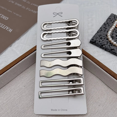 Stylish Silver Metal Duckbill Hair Clips for Women and Girls - Y2K Bangs Accessories