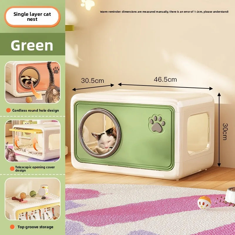 Cat House Summer Cool House for Pets - Indoor Semi-enclosed Cat Villa