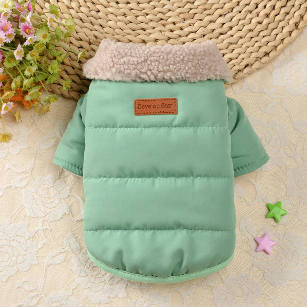 Cozy Winter Pet Jacket for Small to Medium Dogs – Stylish and Warm Puppy Coat with Fur Collar