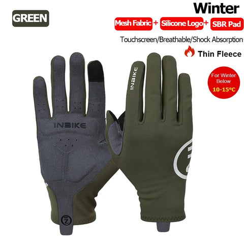 INBIKE 2024 Gel Padded Fietshandschoenen voor Heren - Herfst Winter Full Finger Touchscreen MTB Accessoires