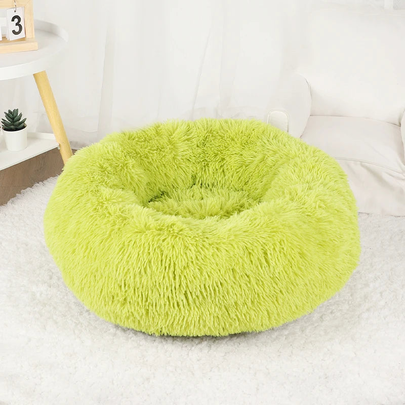 Plush Round Donut Dog Bed - Cozy & Stylish Bed for Medium to Large Pets