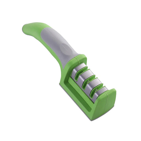 LMETJMA 3-Stage Knife Sharpener with 1 More Replace Sharpener Manual Kitchen Knife Sharpening Tool For all Knives KC0319